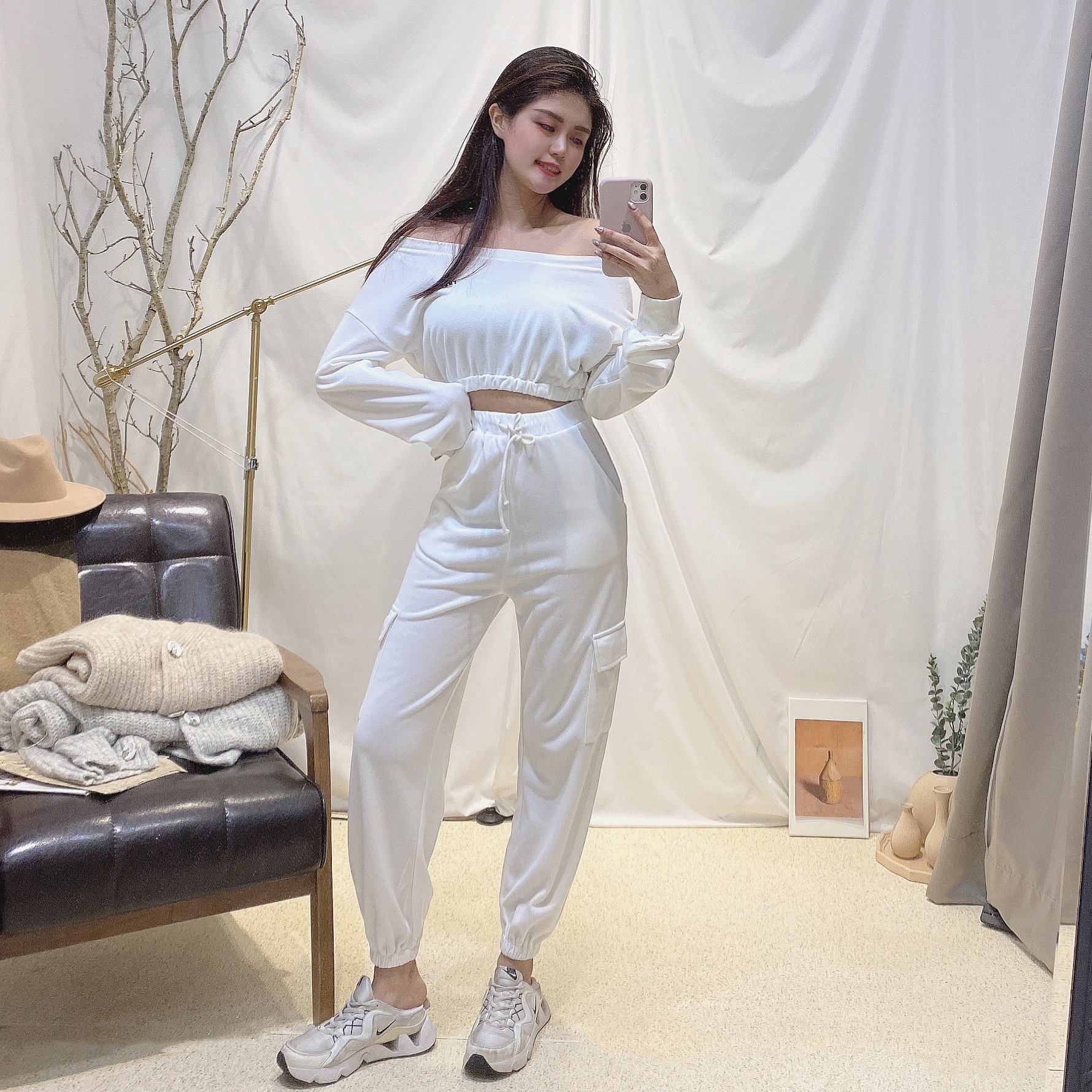 休閒舒適縮口套裝/二色