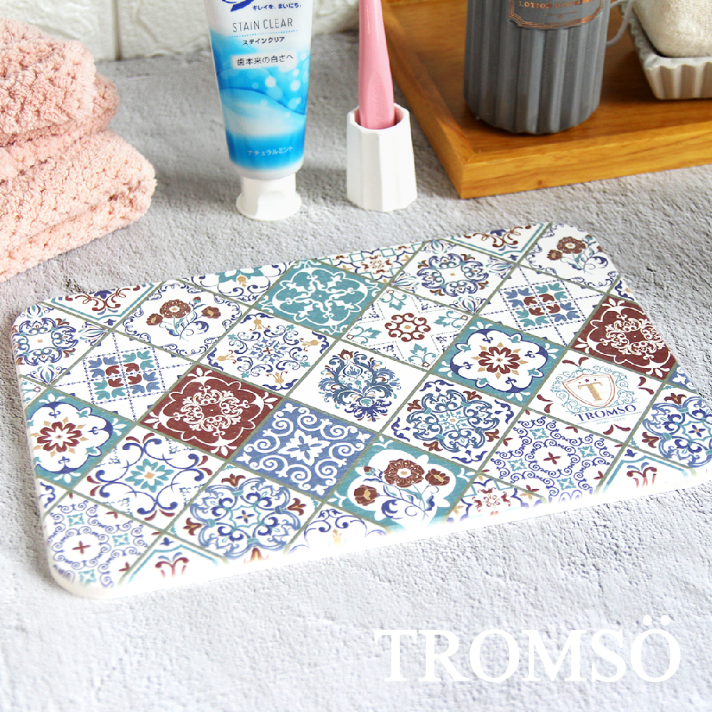 珪藻土20x30吸水杯盤墊-奢華紅花磚