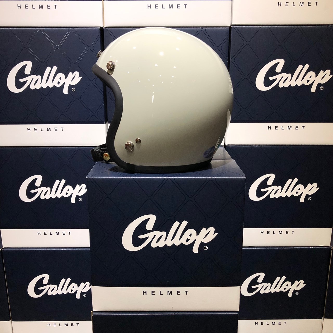 Gallop 復古帽 素色 米白 3/4罩 雙D扣