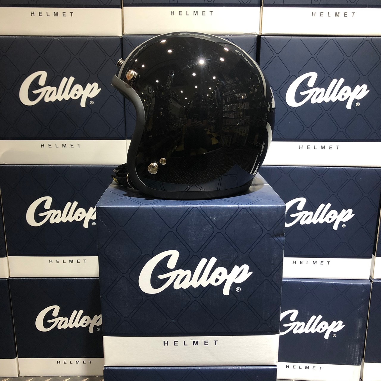 Gallop 復古帽 素色 亮黑 3/4罩 雙D扣