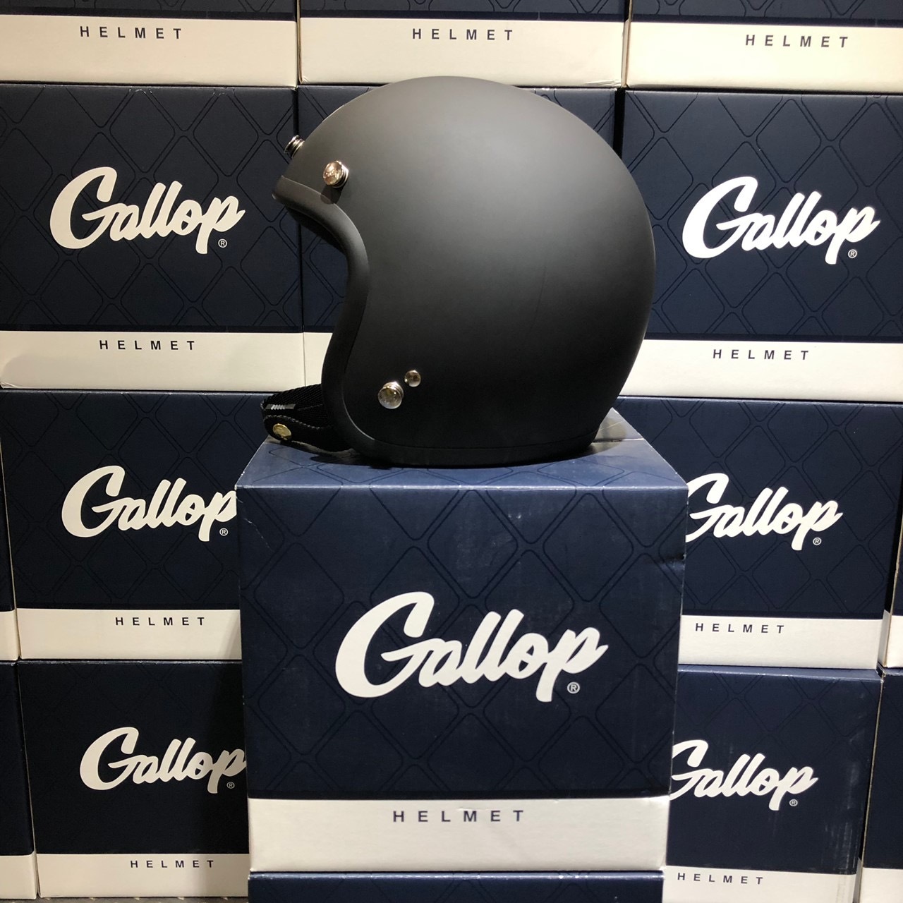 Gallop 復古帽 素色 消光黑 3/4罩 雙D扣