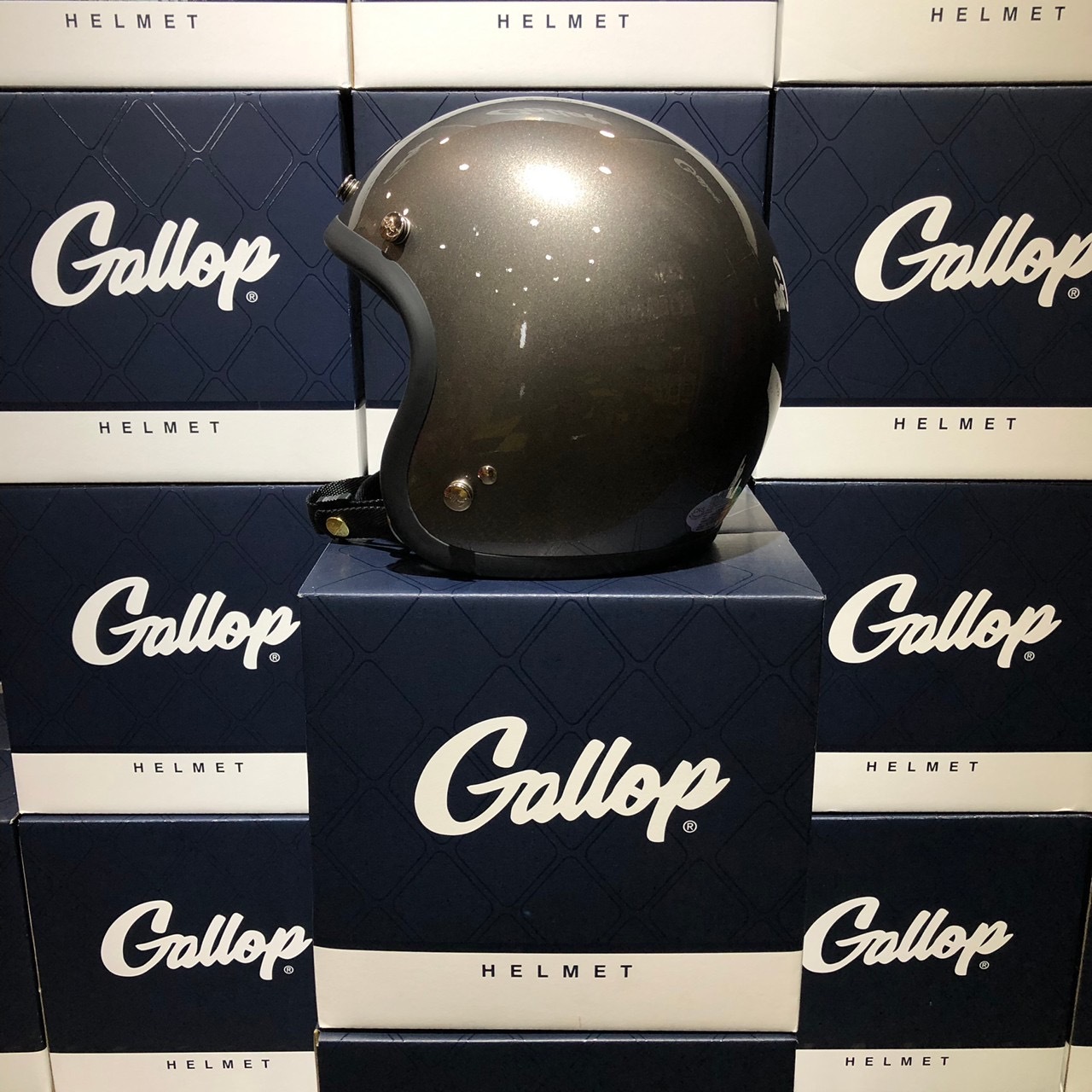 Gallop 復古帽 素色 黑閃銀 3/4罩 雙D扣