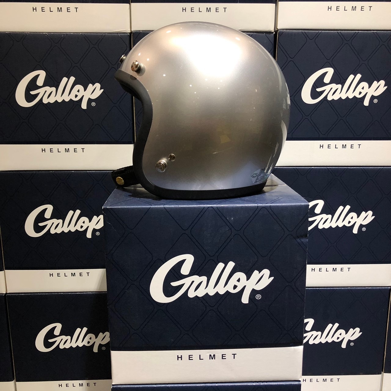 Gallop 復古帽 素色 電鍍銀 3/4罩 雙D扣