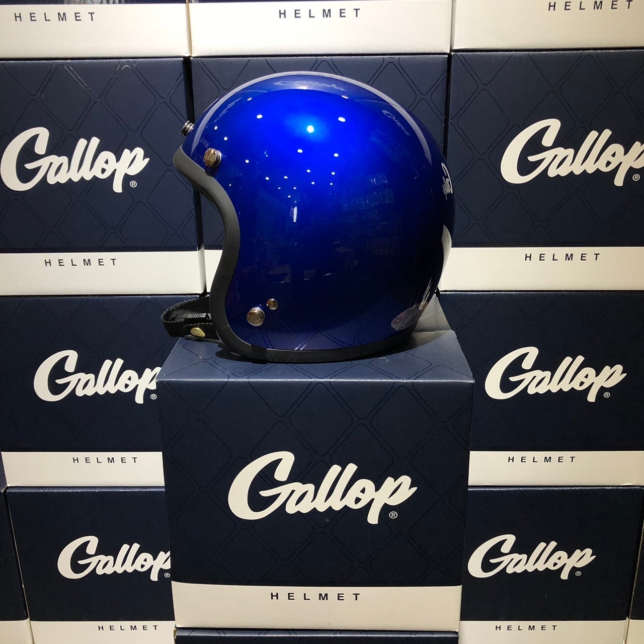 Gallop 復古帽 素色 寶藍 3/4罩 雙D扣