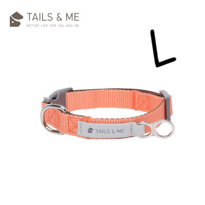 Tails & Me 尼龍頸圈 - 粉橘深棕  L  ( 寬2.5cm / 頸圍36-50cm )