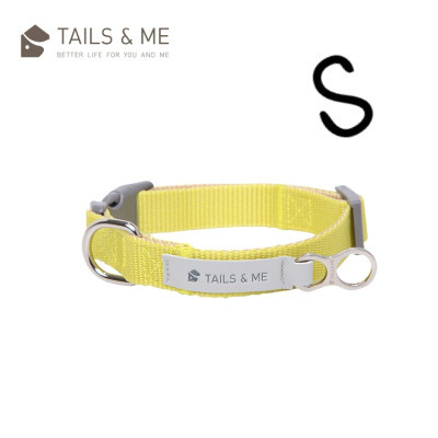 Tails & Me 尼龍頸圈 - 檸黃卡其 S  ( 寬1.5cm / 頸圍22-30cm )