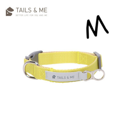 Tails & Me 尼龍頸圈 - 檸黃卡其  M ( 寬 2cm / 頸圍 28-38cm )