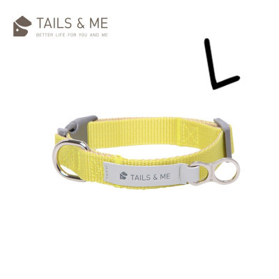Tails & Me 尼龍頸圈 - 檸黃卡其 L  ( 寬2.5cm / 頸圍36-50cm )