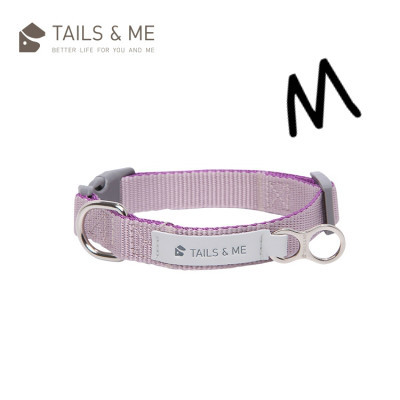 Tails & Me 尼龍頸圈 - 深紫灰紫 M ( 寬 2cm / 頸圍 28-38cm )