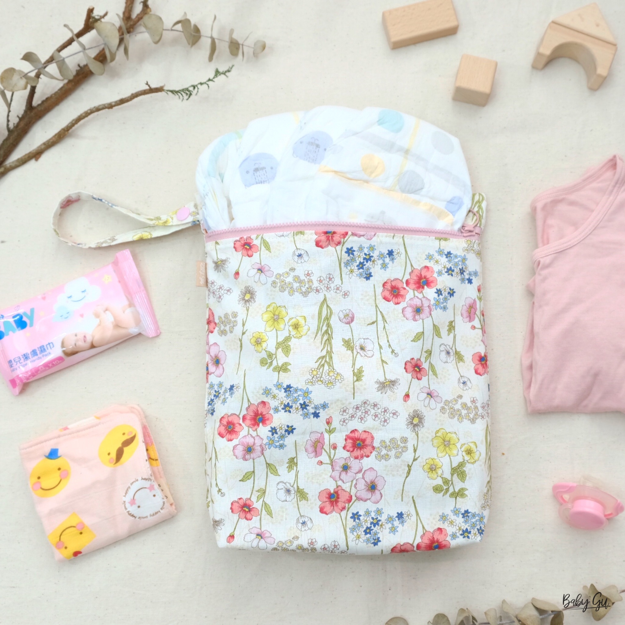 手作尿片袋-花花