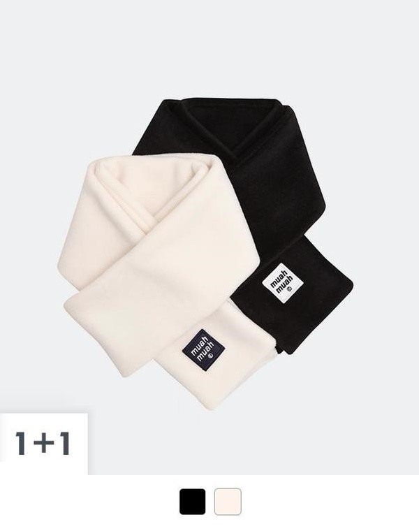 韓國 Muahmuah Logo 短版 圍巾 黑/白