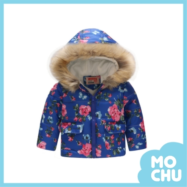 文雅大紅花連帽鋪棉外套(兩色)