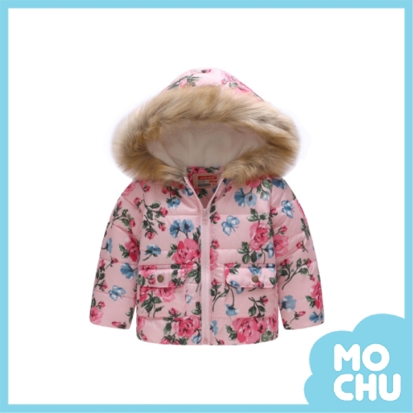 文雅大紅花連帽鋪棉外套(兩色)