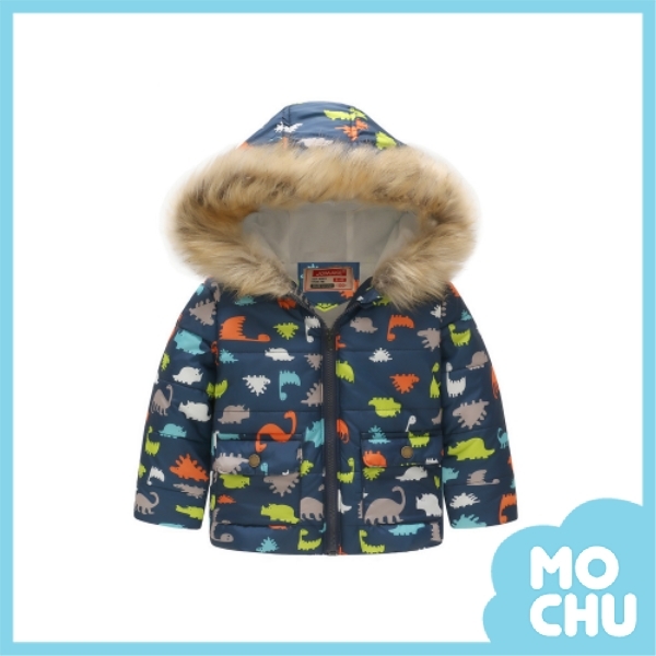 彩色恐龍連帽鋪棉外套