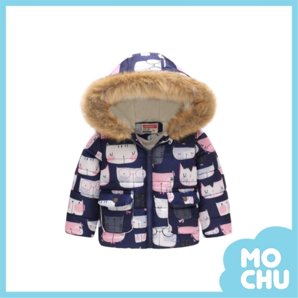滿滿動物臉連帽鋪棉外套