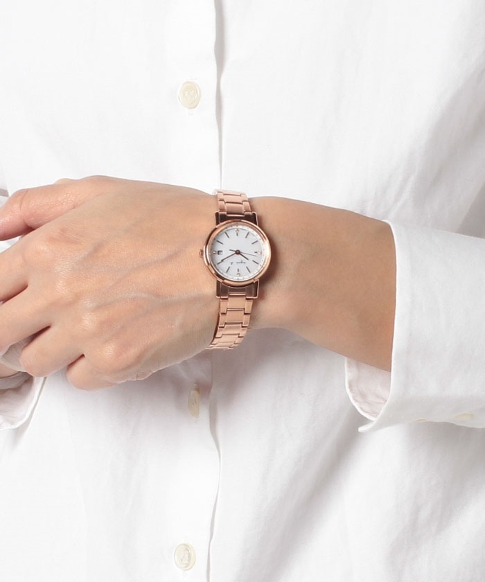 萬年鐘錶 - agnes b.   經典玫瑰金太陽能女錶   BY2011P1  /  V137-KMT0K  錶徑26.5MM