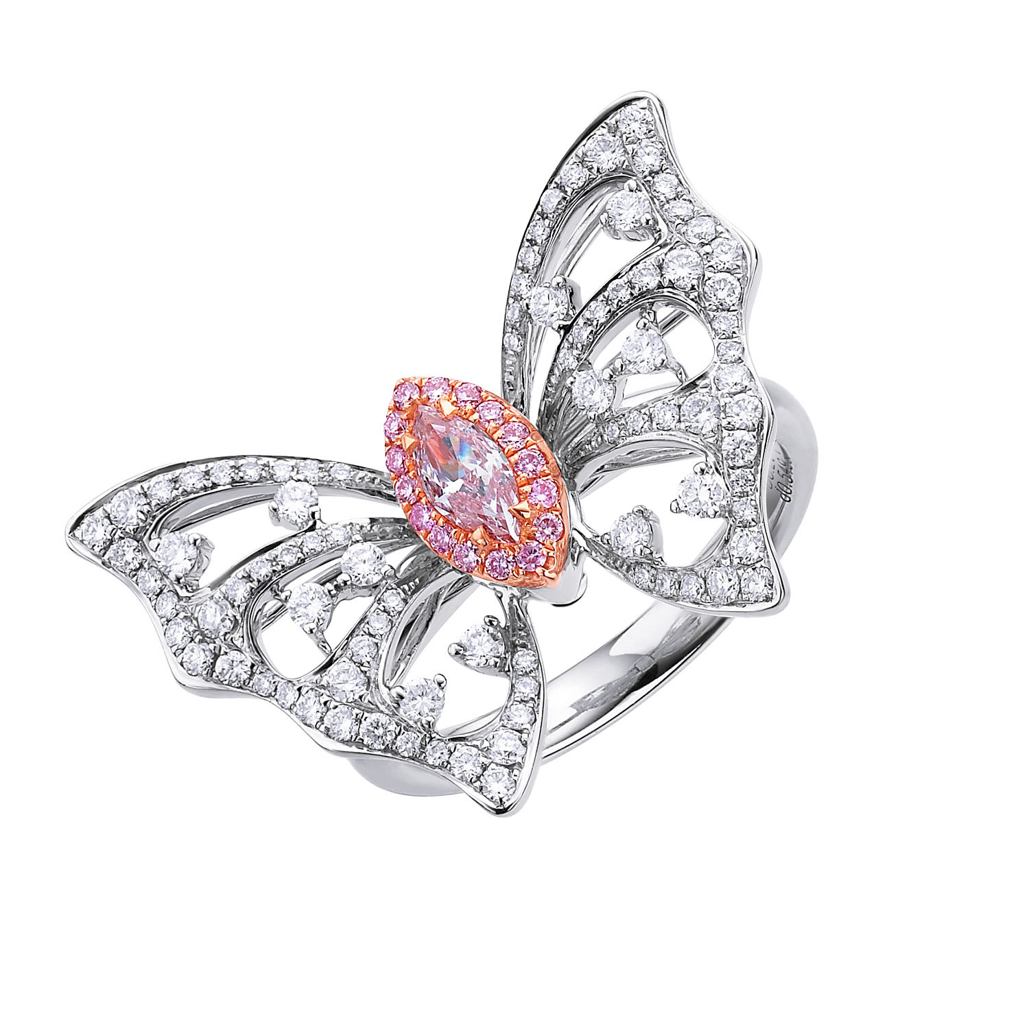 18K Fancy Light Orangy Pink 粉紅鑽石戒指