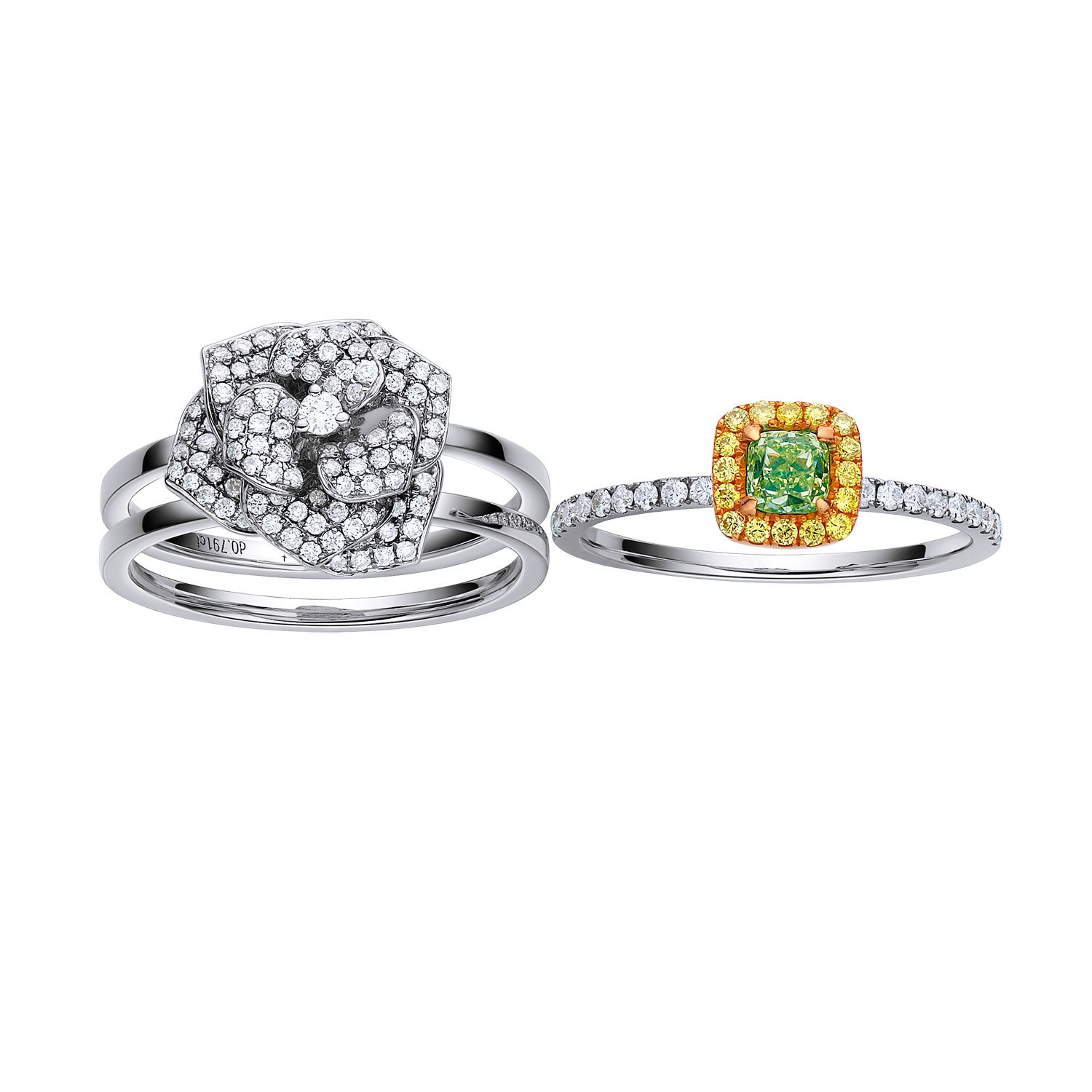 18K Fancy Green-Yellow 黃鑽石戒指