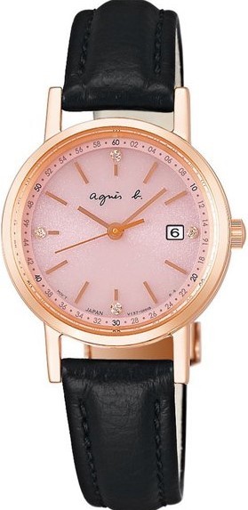 萬年鐘錶 - agnes b.   經典玫瑰金皮革款太陽能女錶   BY2008P1  /  V137-KLT0P  錶徑26.5MM