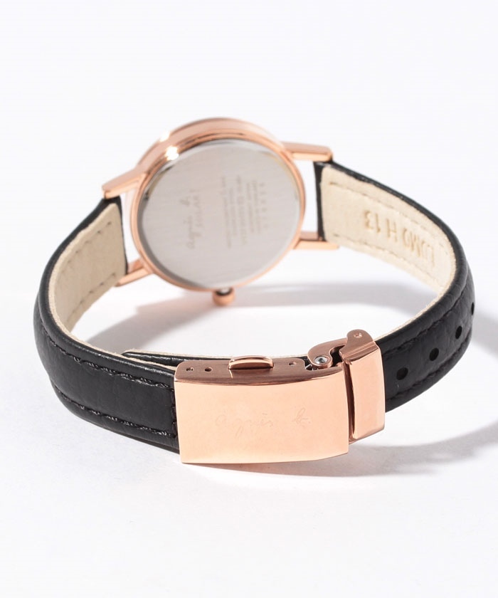 萬年鐘錶 - agnes b.   經典玫瑰金皮革款太陽能女錶   BY2008P1  /  V137-KLT0P  錶徑26.5MM