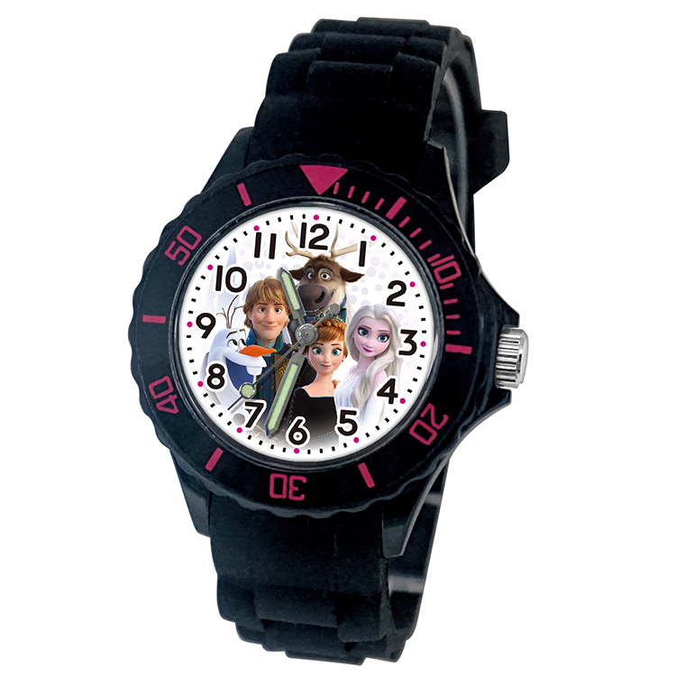 【迪士尼】冰雪奇緣運動彩帶錶 (黑桃)