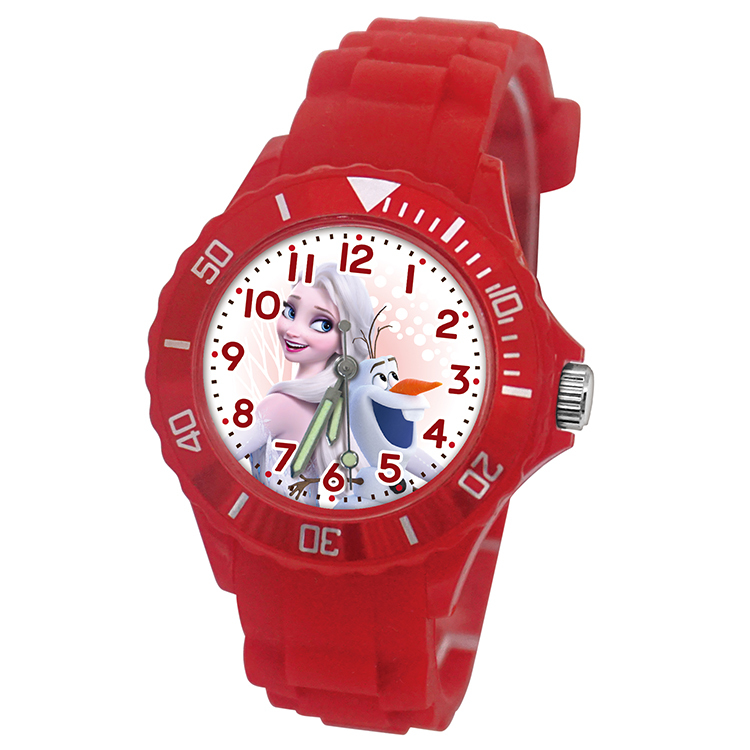 【迪士尼】冰雪奇緣運動彩帶錶 (紅色)