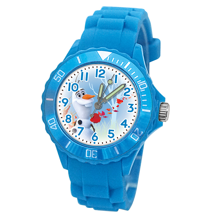 【迪士尼】冰雪奇緣雪寶運動彩帶錶 (水藍色)