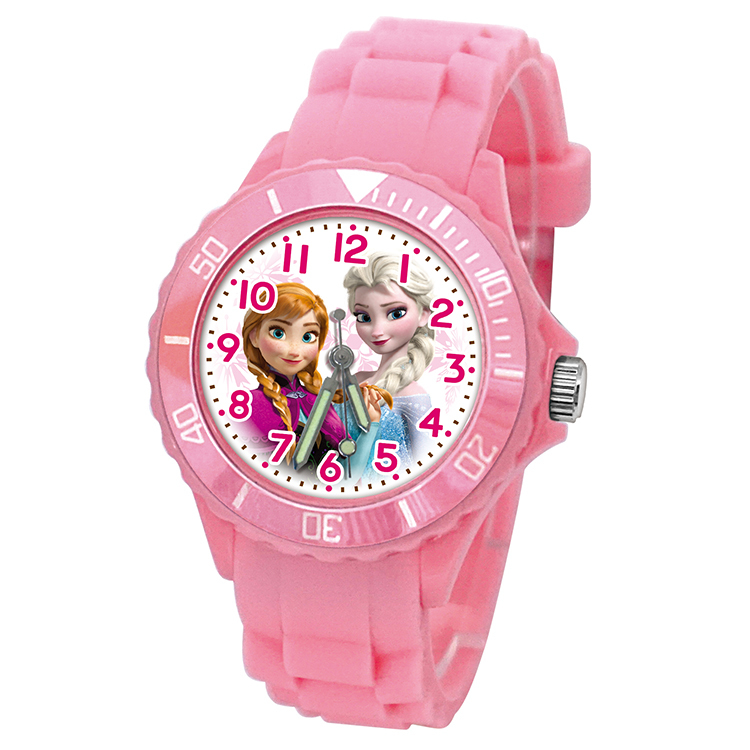 【迪士尼】冰雪奇緣手足情深運動彩帶錶 (粉紅色)