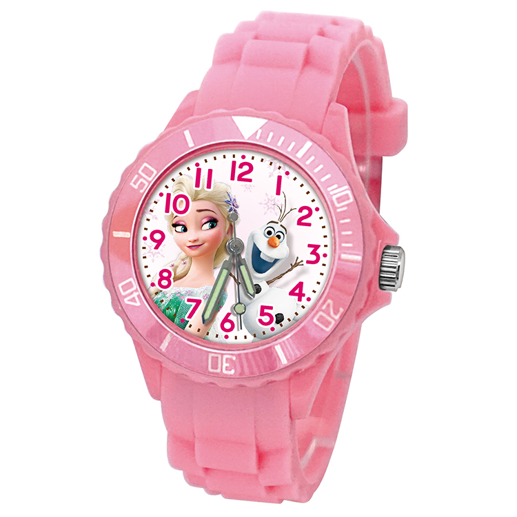 【迪士尼】冰雪奇緣歡樂艾莎與雪寶運動彩帶錶 (粉紅色)