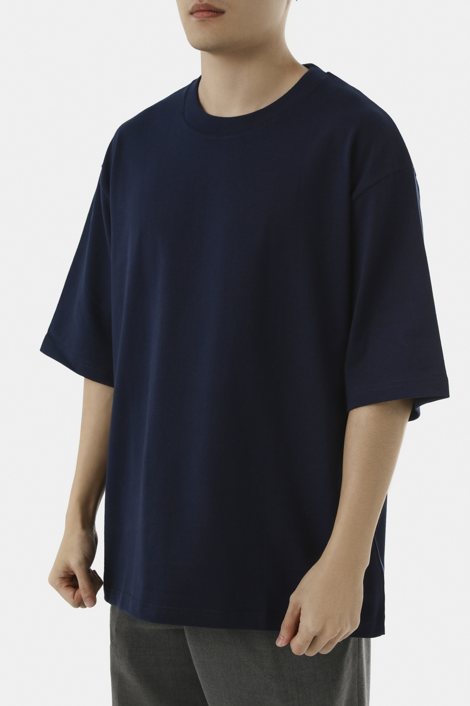 mr.maestro Wide 落肩寬版  - 高磅數純棉素Tee 藏青
