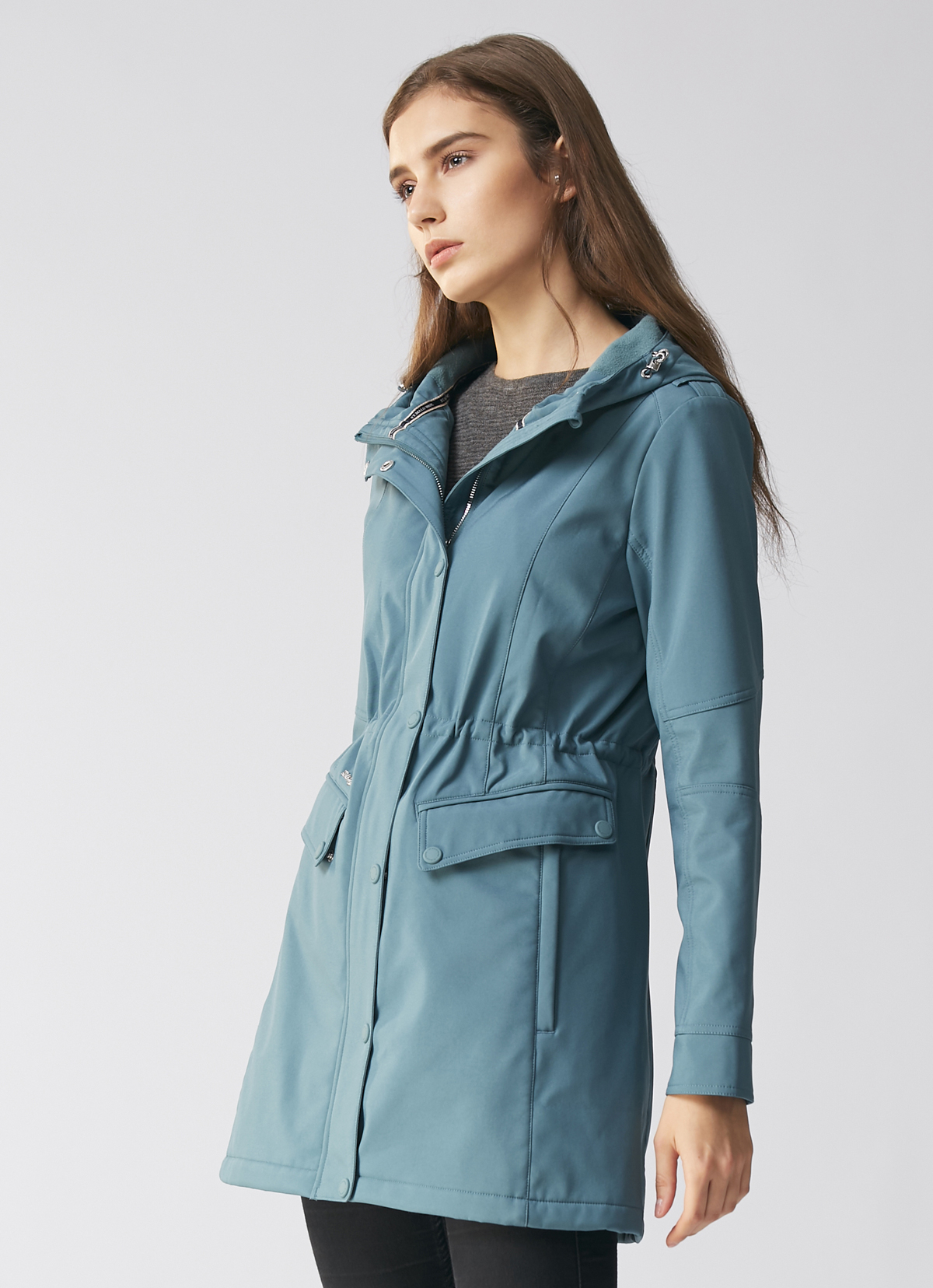 【惜福品】德國科技精算比例防水長大衣-2052WJ-藍綠色