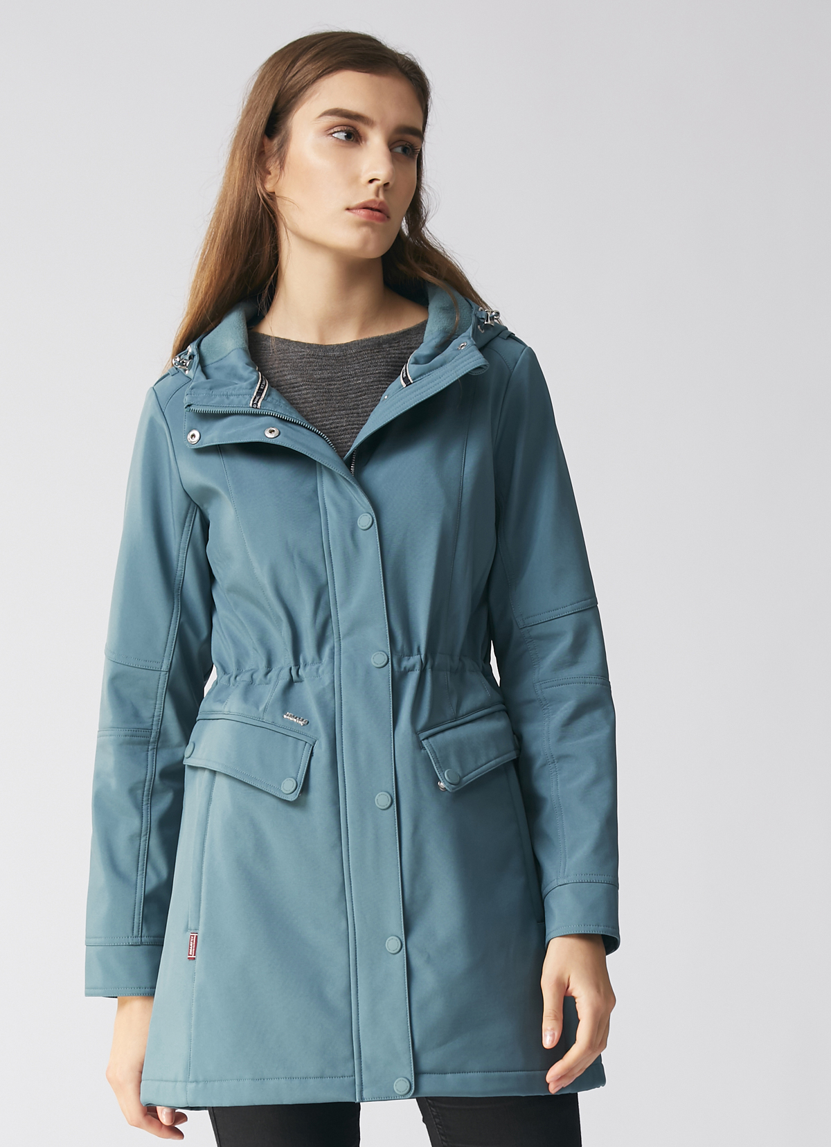 【惜福品】德國科技精算比例防水長大衣-2052WJ-藍綠色