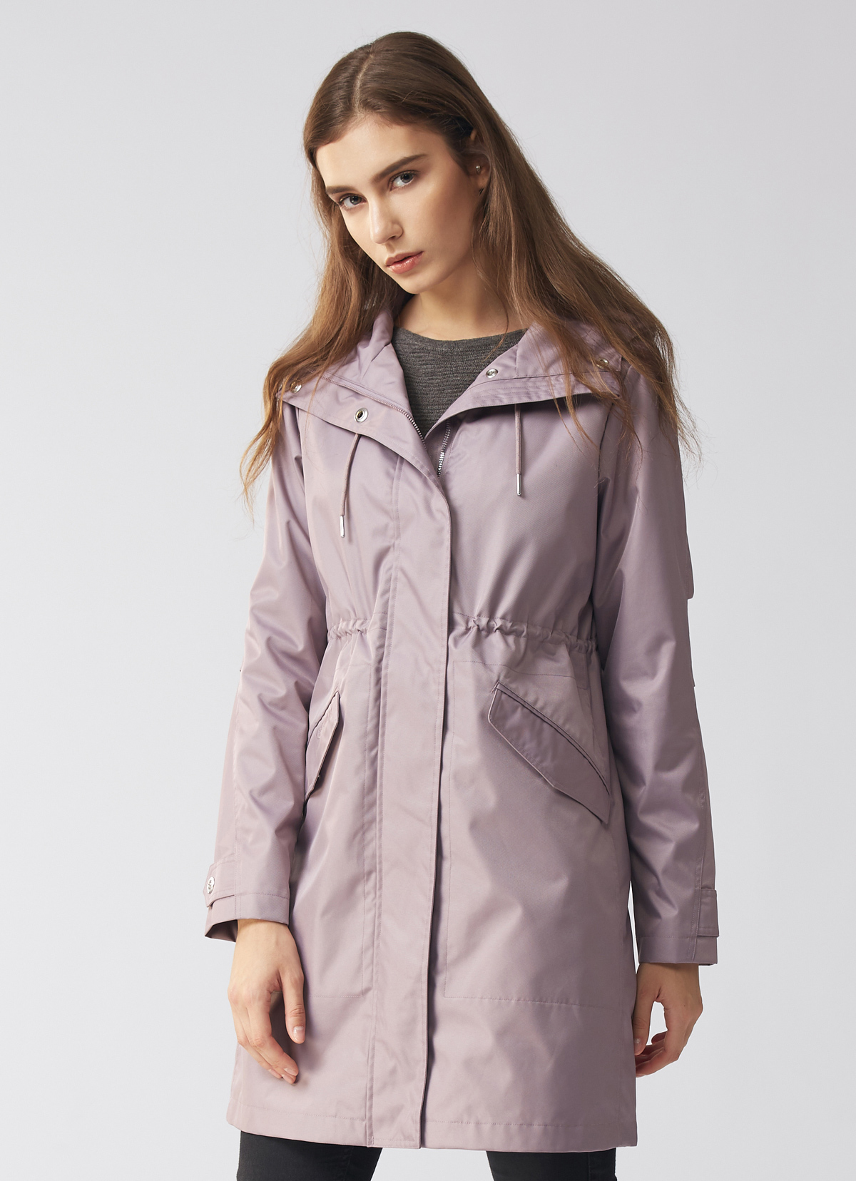 精品嚴選華達呢防水派克長大衣-2058WJ-石英粉