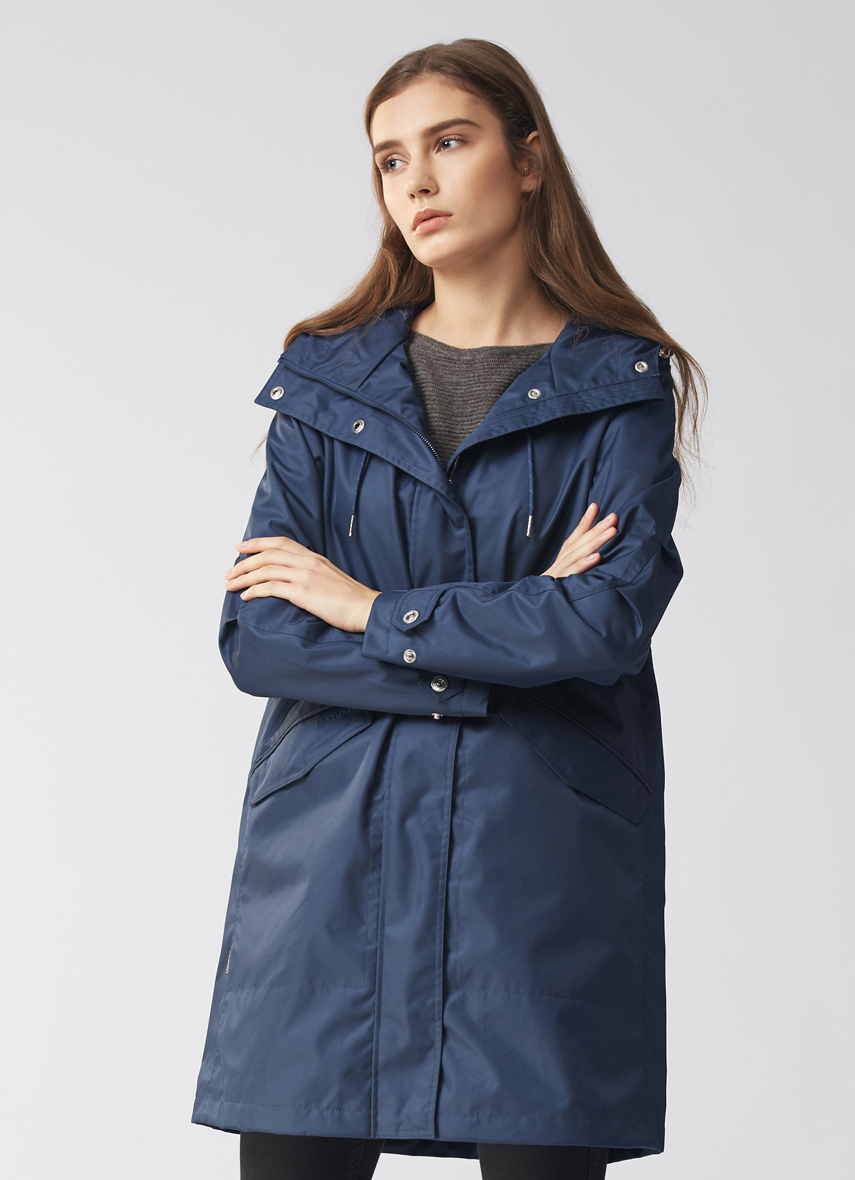 精品嚴選華達呢防水派克長大衣-2058WJ-暮光藍