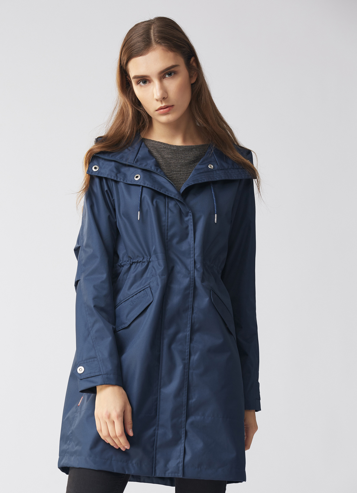 精品嚴選華達呢防水派克長大衣-2058WJ-暮光藍