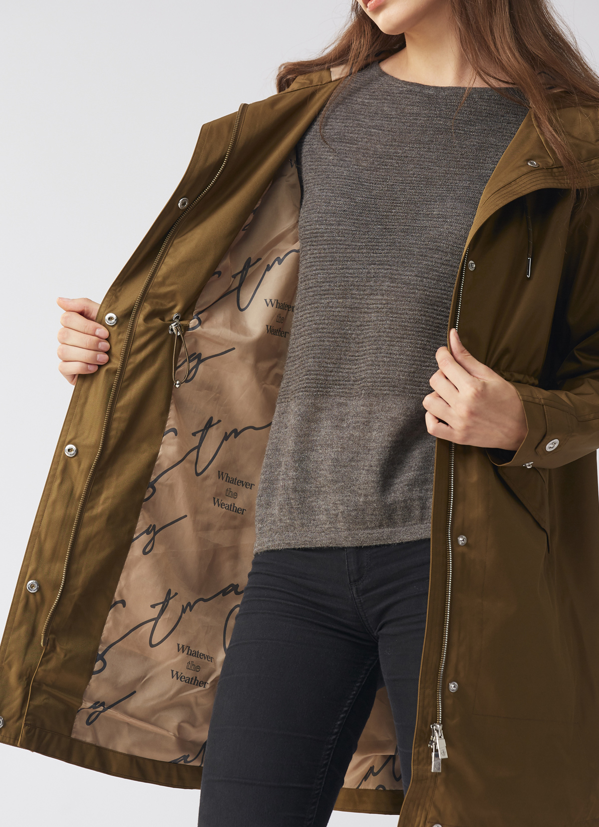 精品嚴選華達呢防水派克長大衣-2058WJ-橄欖棕