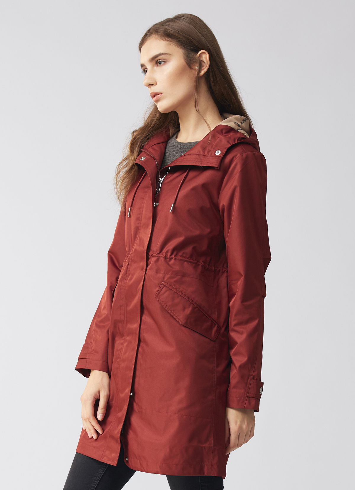 精品嚴選華達呢防水派克長大衣-2058WJ-燒磚啡