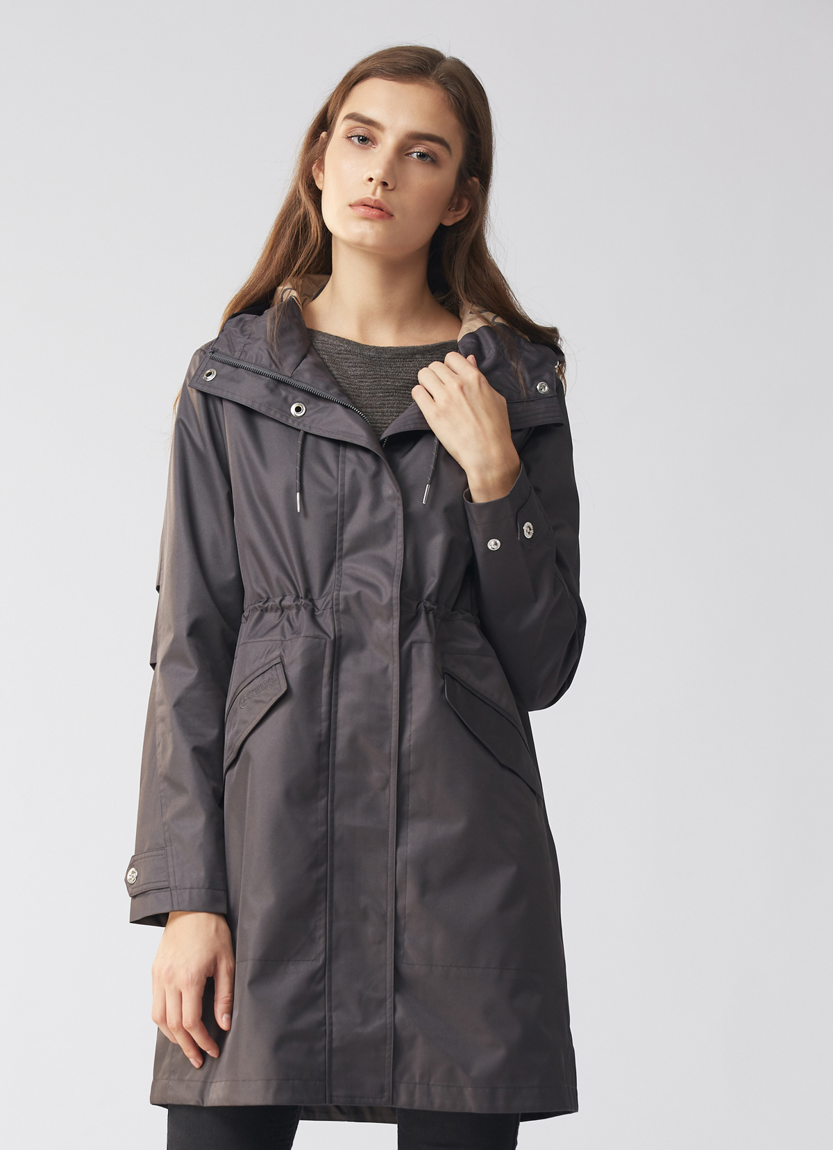 精品嚴選華達呢防水派克長大衣-2058WJ-碳灰黑