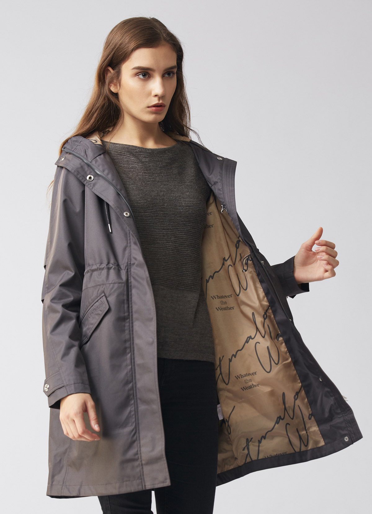 精品嚴選華達呢防水派克長大衣-2058WJ-碳灰黑