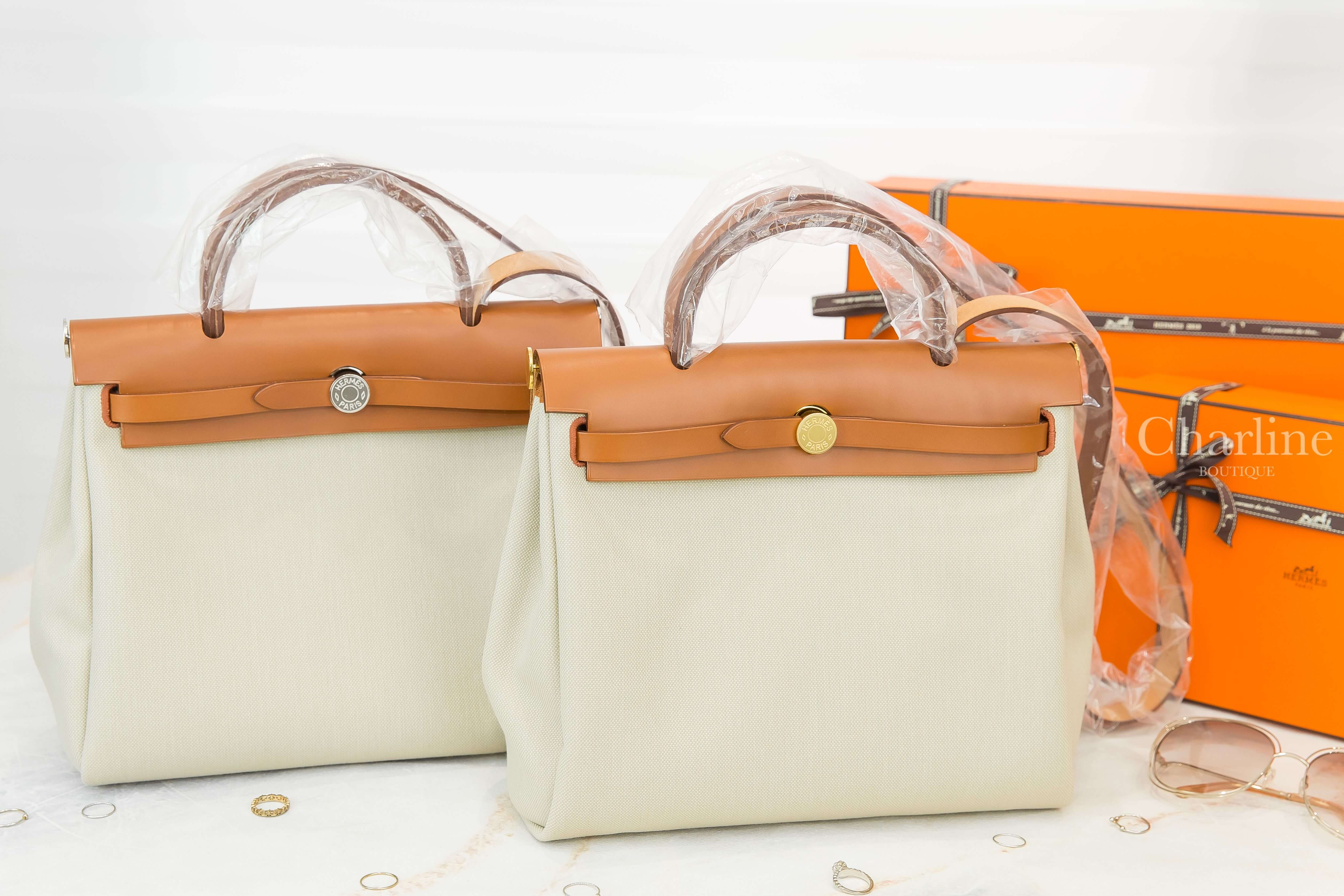 Hermès Herbag 8L Beton 冰川灰金釦手提肩背包,Hermès Herbag 8L Beton 冰川灰銀釦手提肩背包-Charline Boutique 精品代購