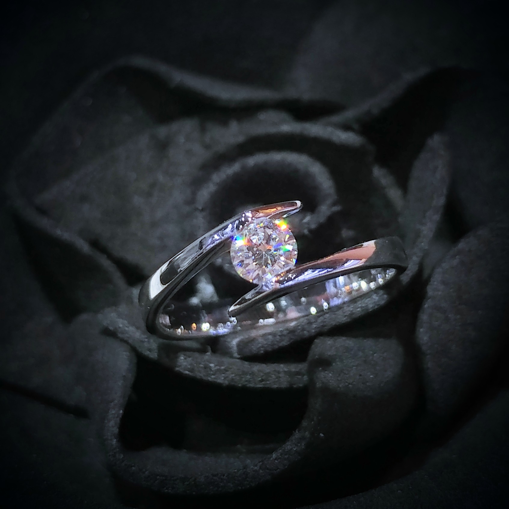 全新18K白金【單粒24份鑽石】戒指