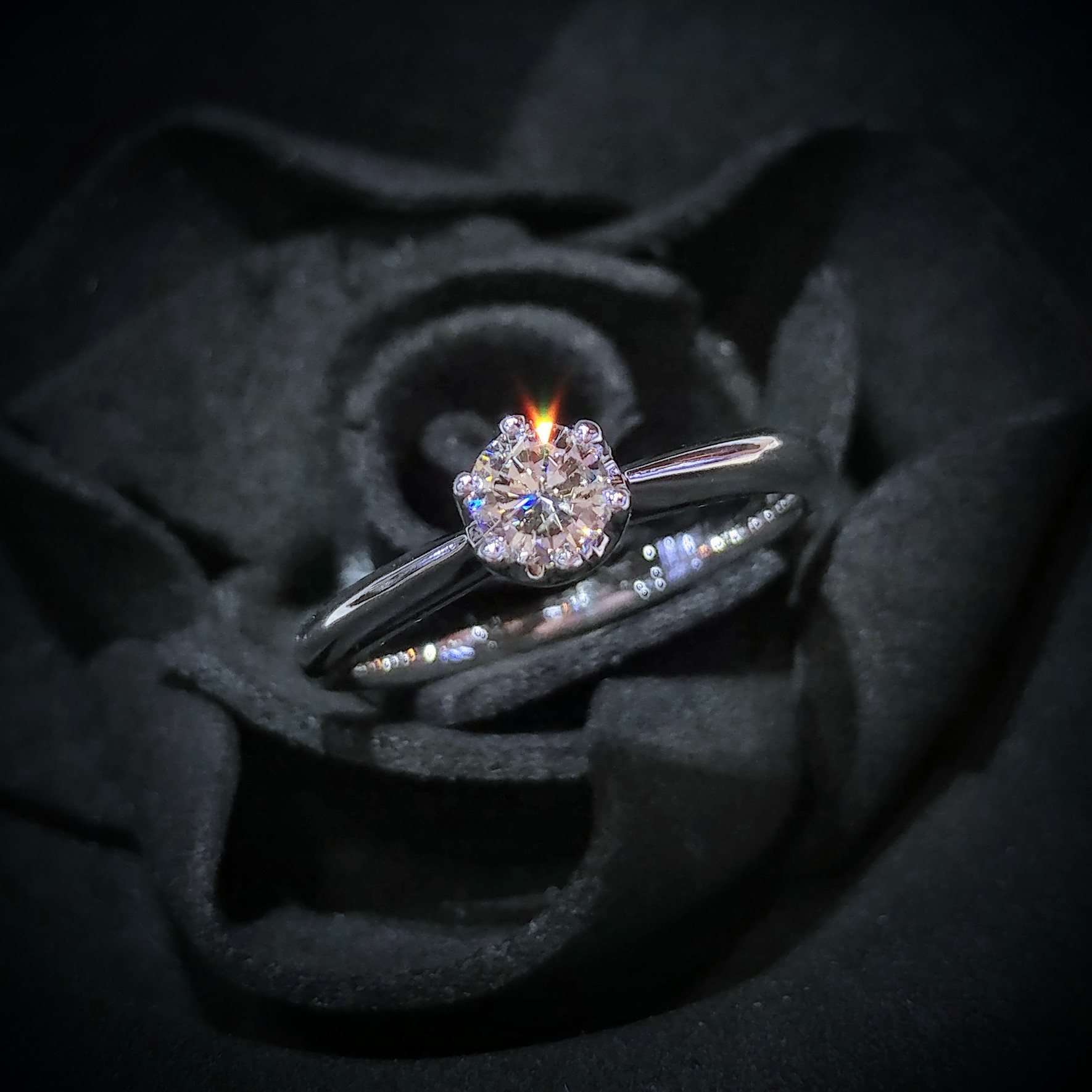 全新18K白金【單粒25份鑽石】配小鑽 共27份6爪戒指