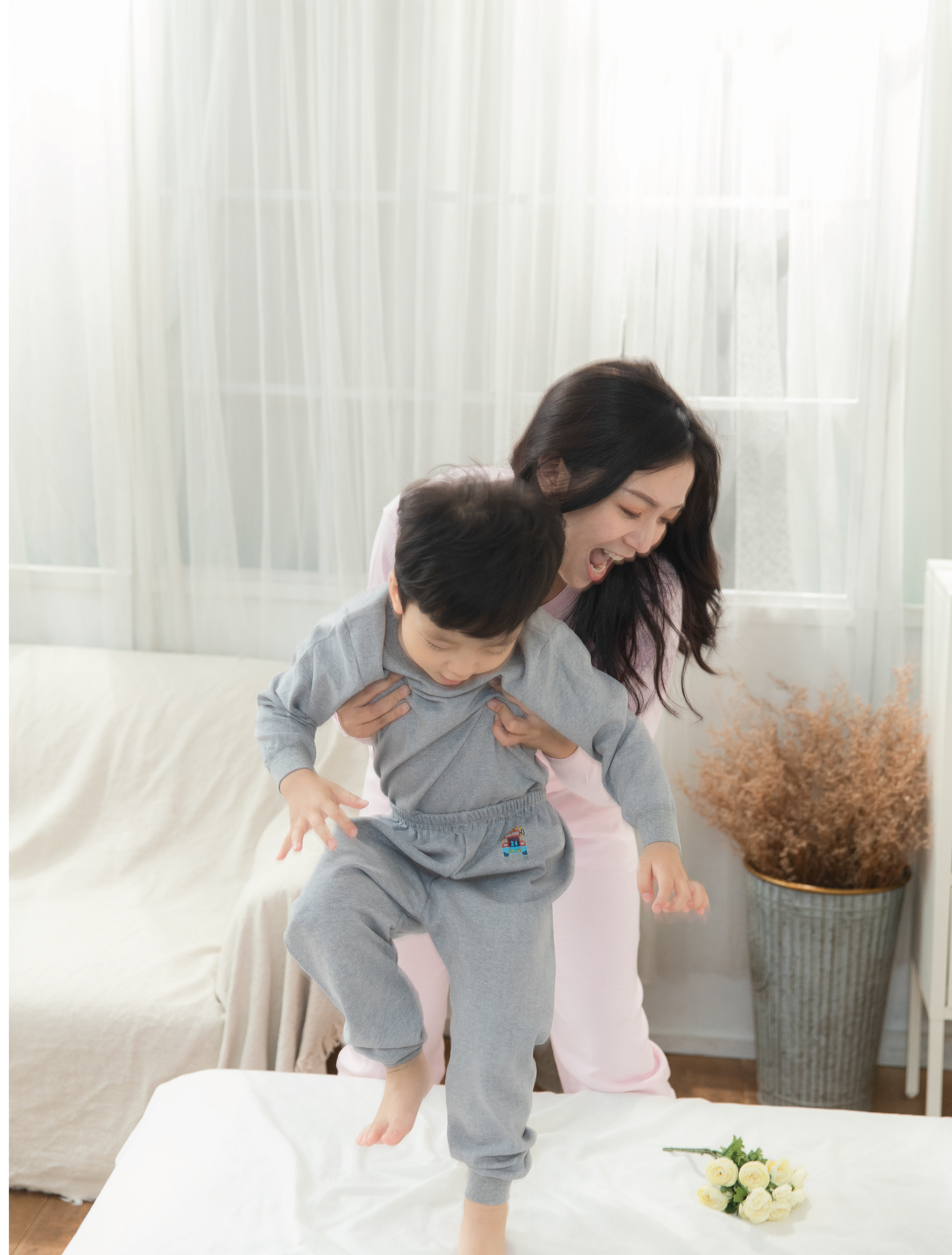 小三福 三福 兒童中厚棉束口棉褲 黑 灰