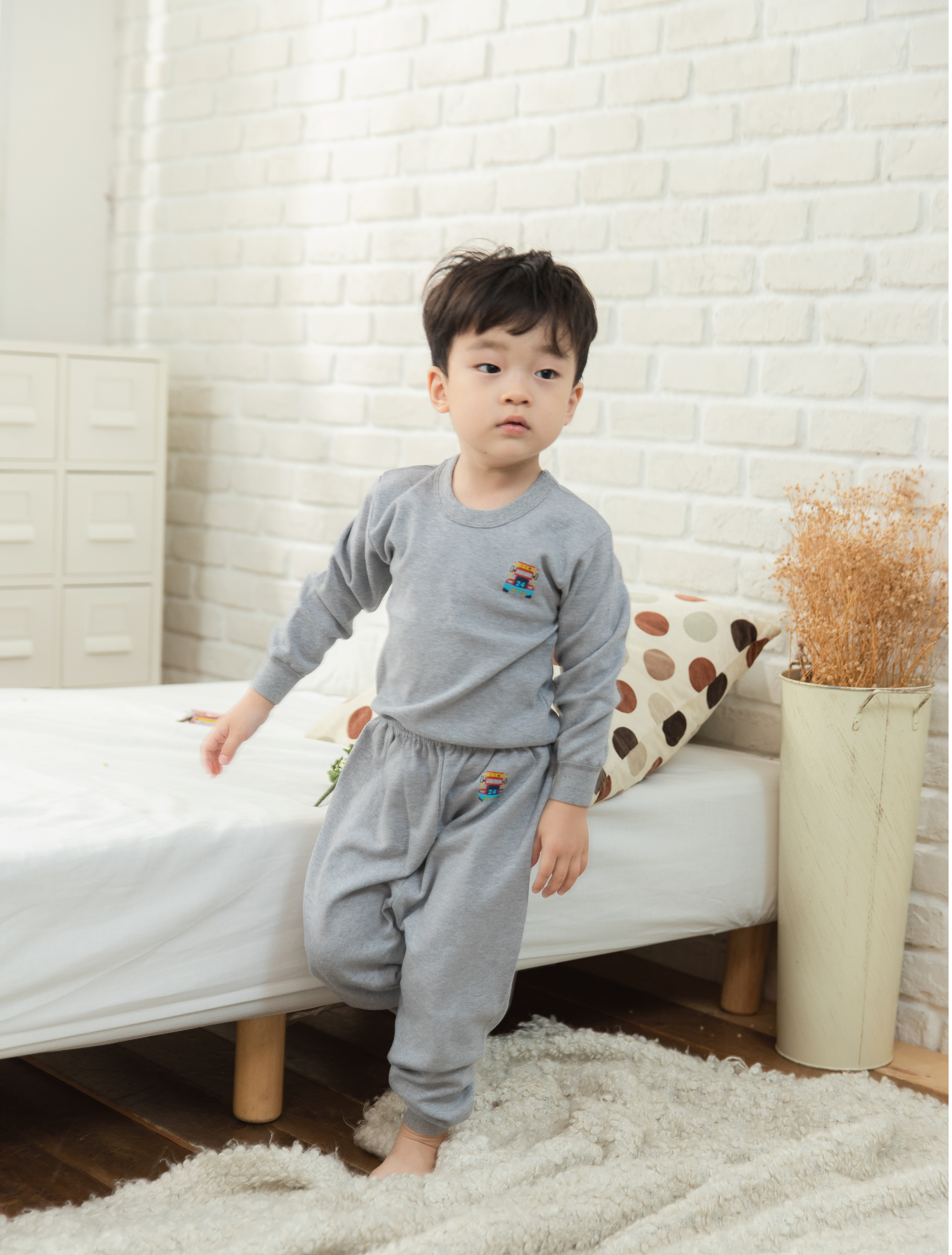 小三福 三福 兒童中厚棉束口棉褲 黑 灰