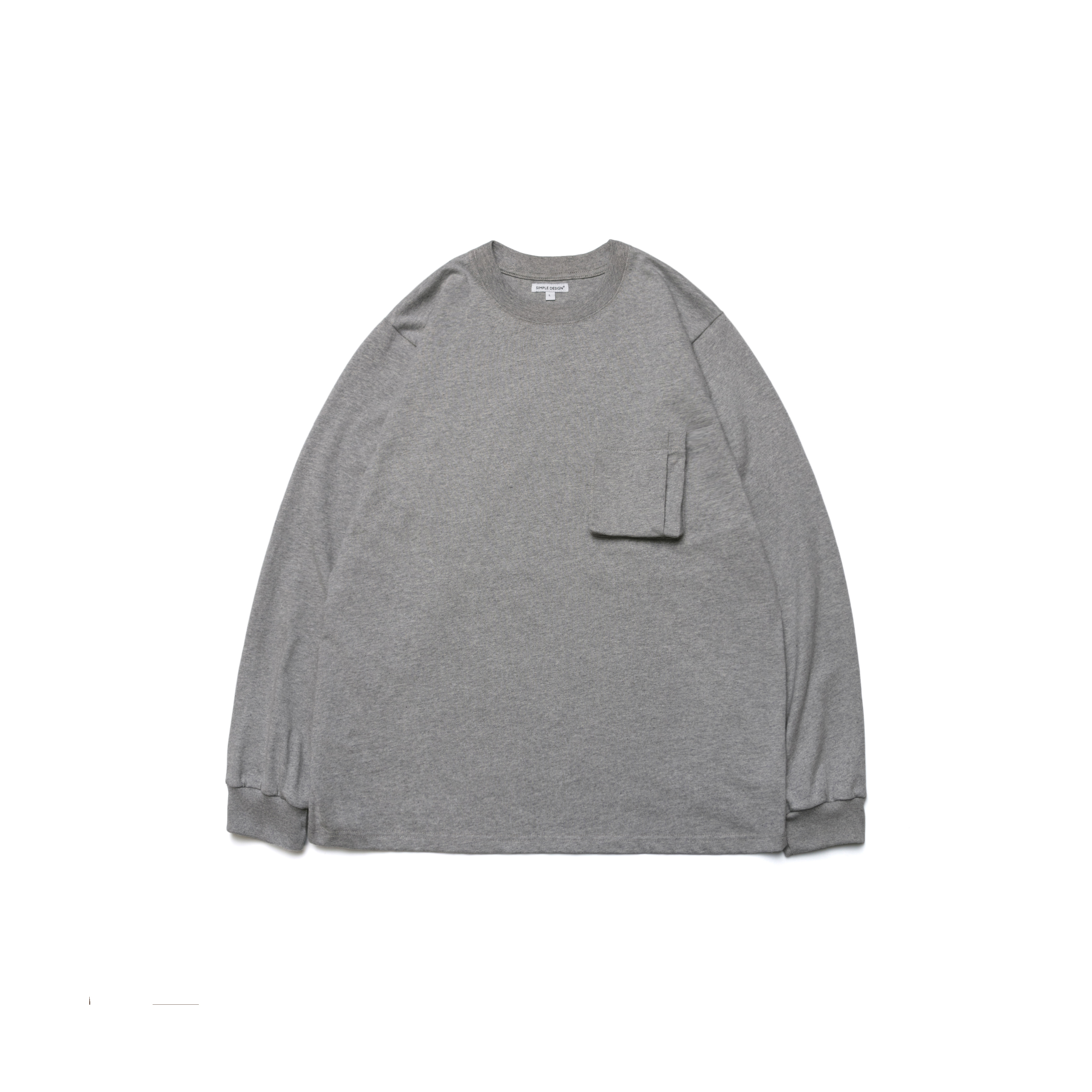 SIMPLE DESIGN - C.T. Long Sleeve Pocket Tee - Heather Gray