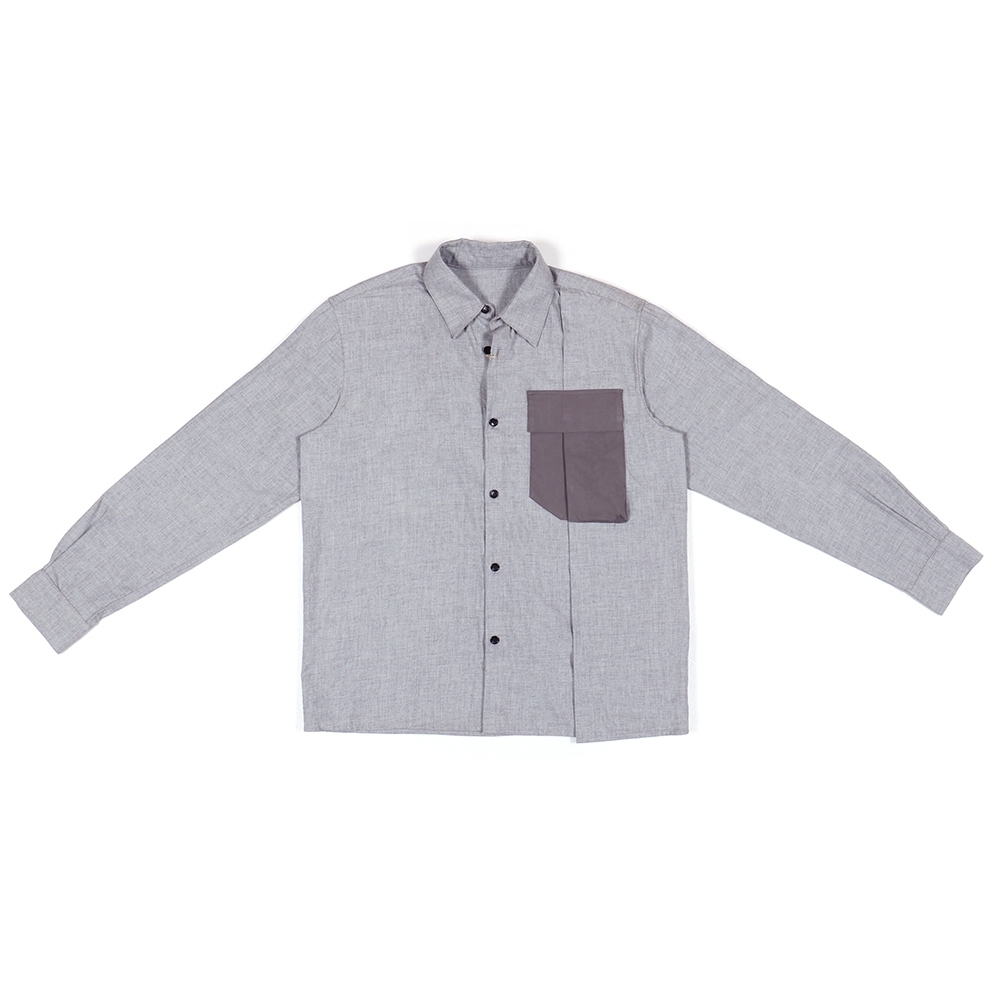 單袋視覺襯衫 - 灰