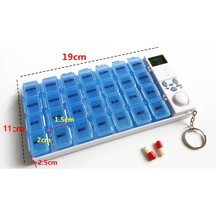 28格藥盒 (附響鬧提示) (白色/ 藍色)