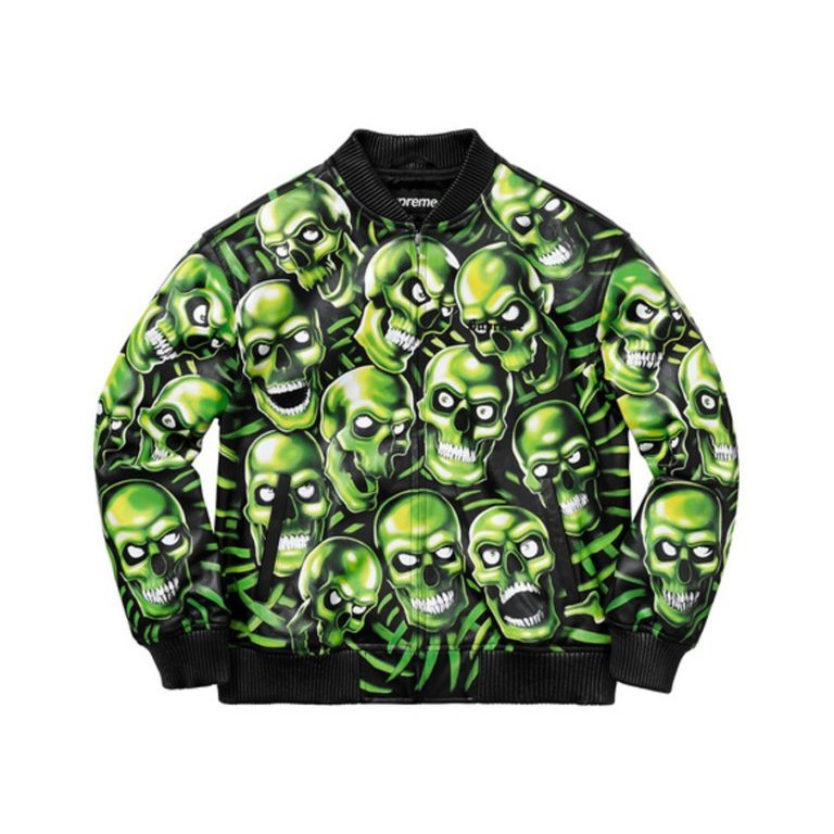 -(B6c)-SUPREME SKULL PILE LEATHER BOMBER JACKET  骷髏 皮革外套