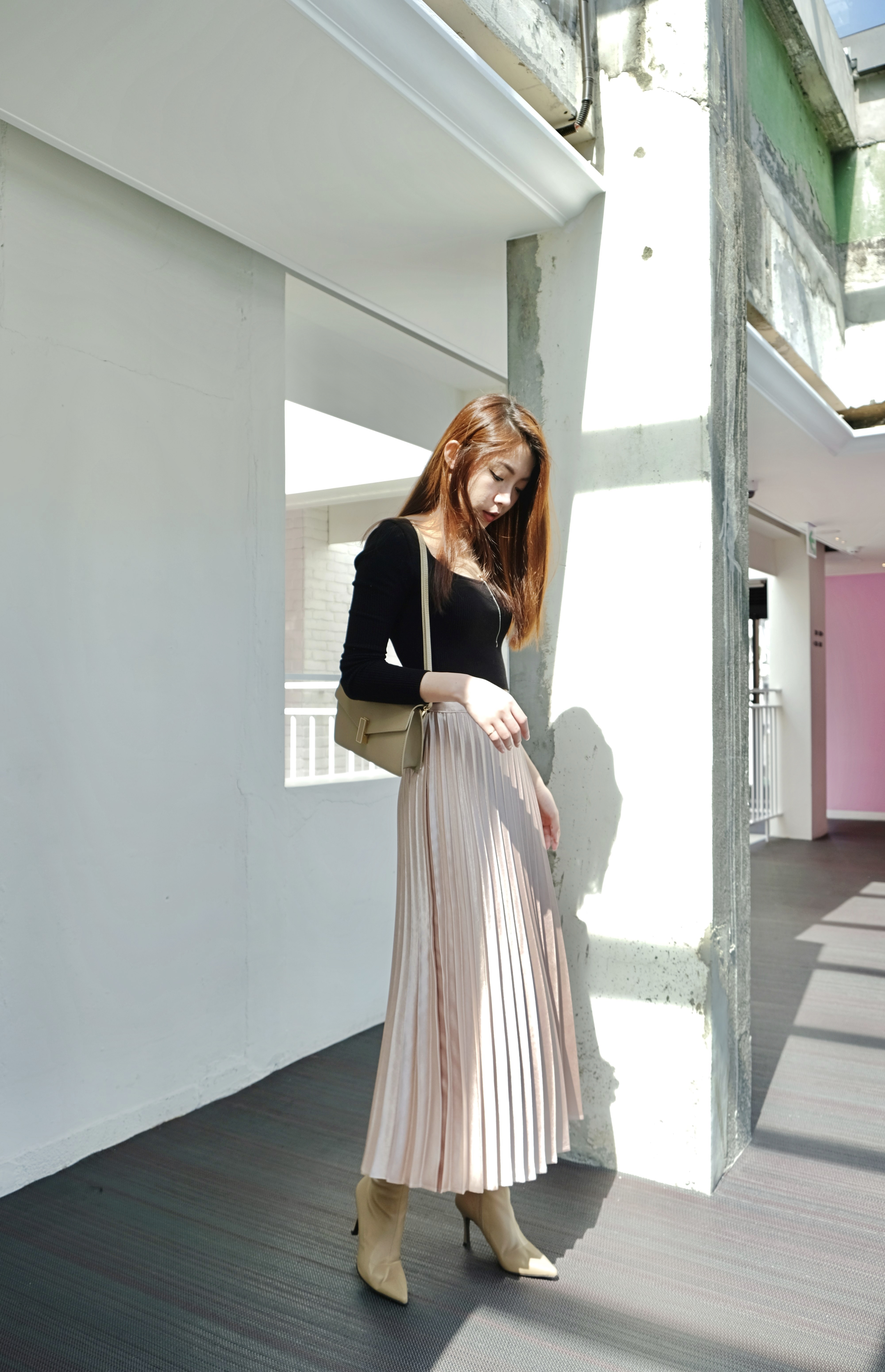 高質感仙女下凡光澤曖昧粉百摺裙