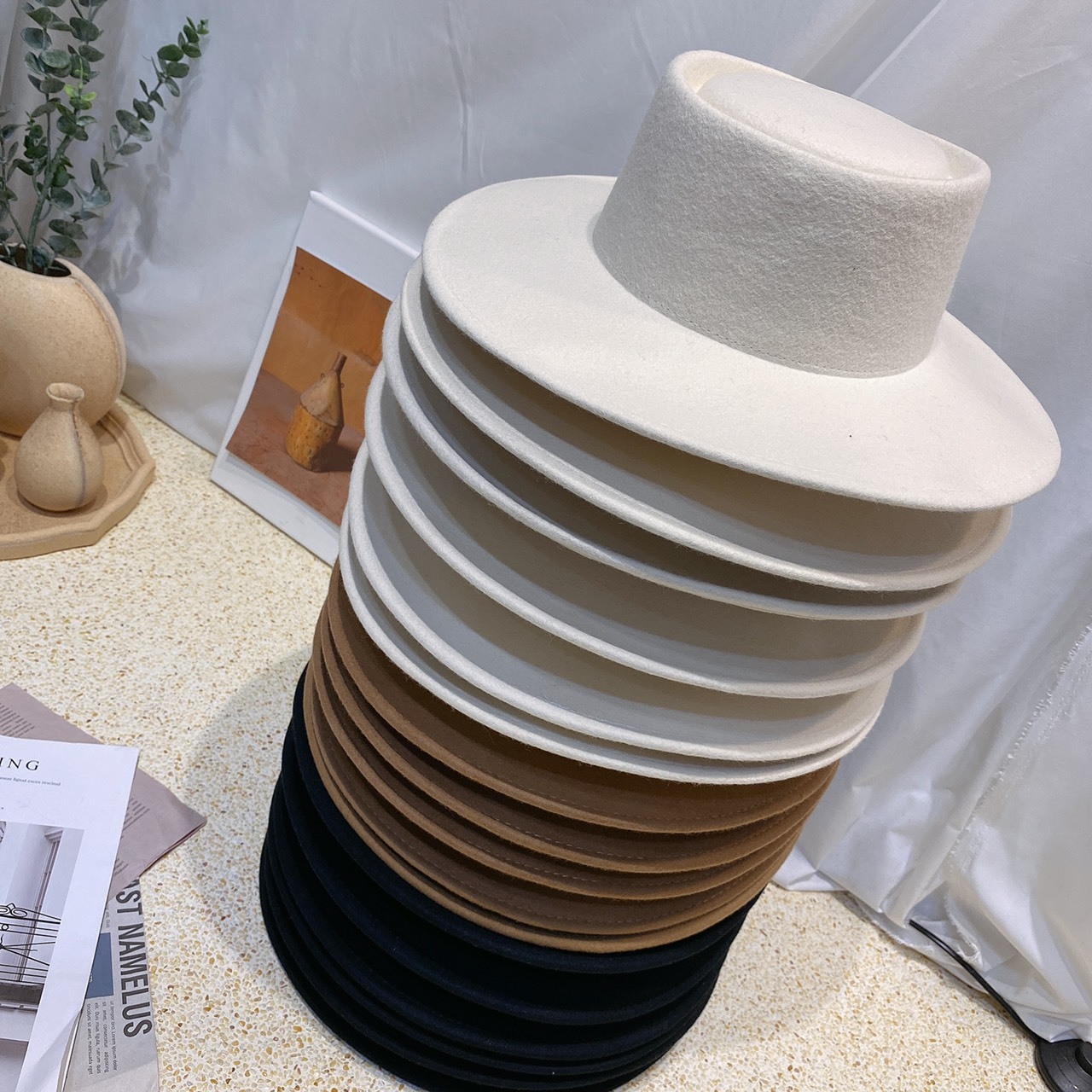 韓版平頂斑馬紋紳士帽(緞帶可拆)/三色